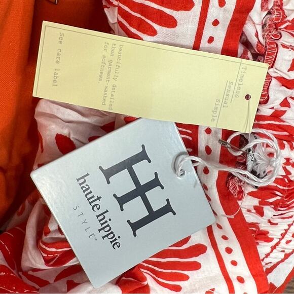 HAUTE HIPPIE STYLE Orange and Ivory Tribal Print Full Miniskirt SZ S NWT - Picture 11 of 16